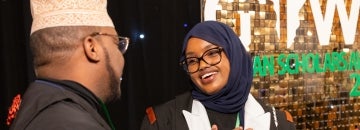 Amal Mohamoud looks happy to be honored at The Gown awards