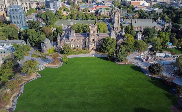 Aerial view of St. George campus green space.