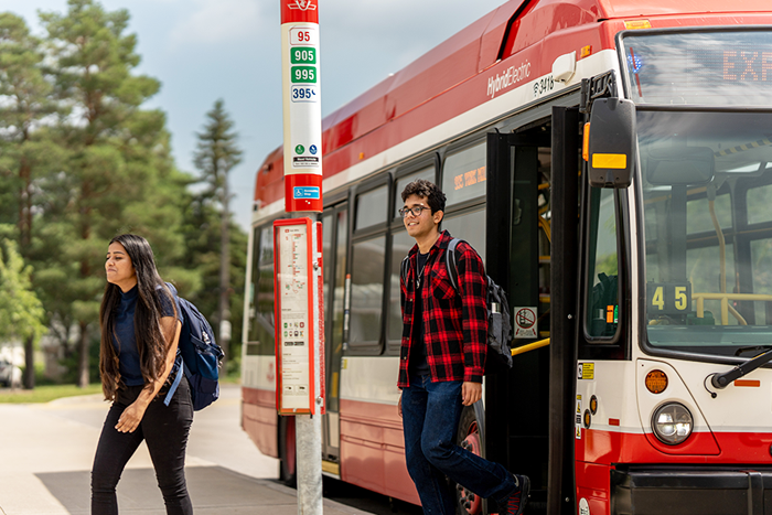 Public transit bus at Scarborough campus