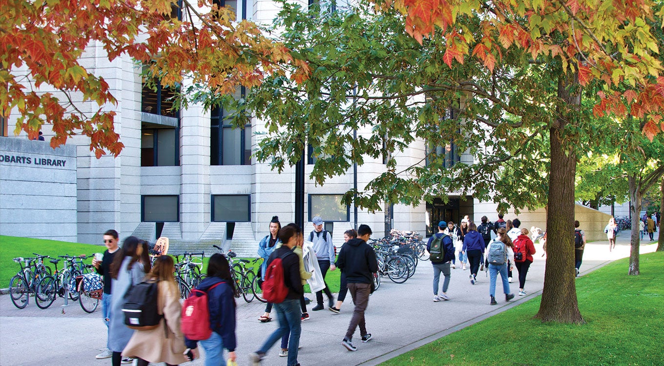 Students walking on campus