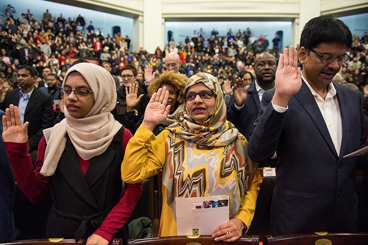 New citizens during oath