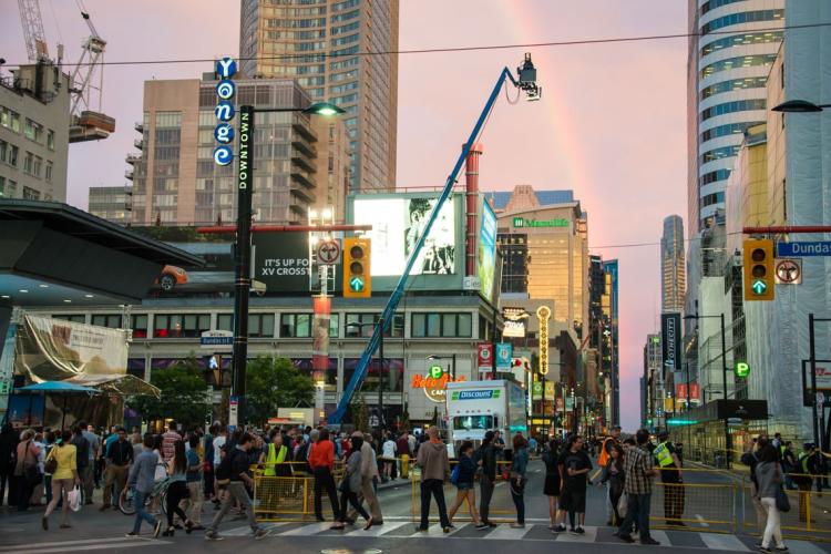 photo of filming on Yonge Street