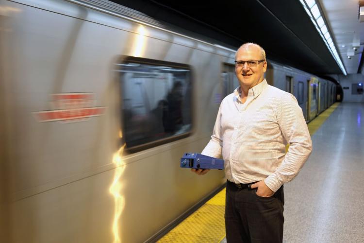 photo of Evans on subway platform