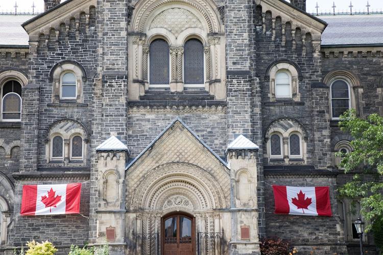 University College decked out with Canadian flags