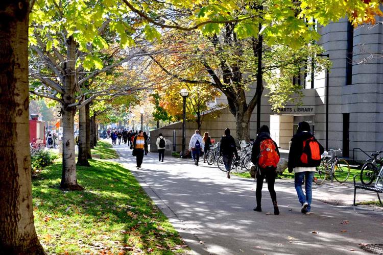 Photo of students on campus