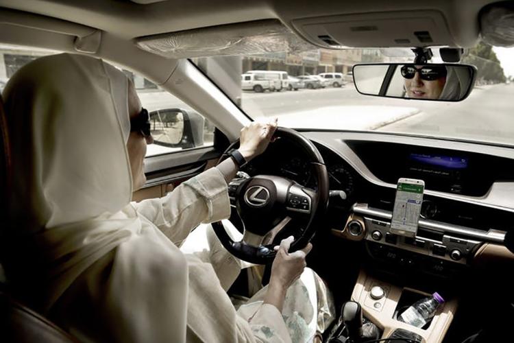 Photo of woman driving in Saudi Arabia