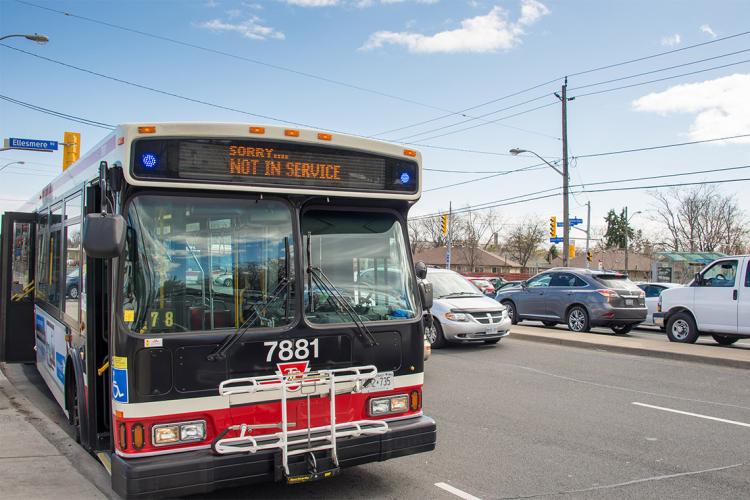 An out of service TTC bus