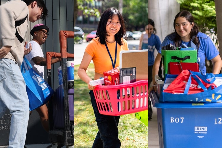 various photos of students moving onto the University of Toronto campus