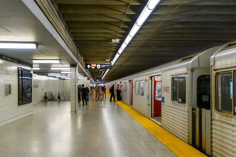 TTC Subway at the platform of Victoria Park station