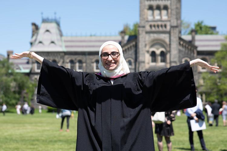 Noura Al-Jizawi in her convocation gown