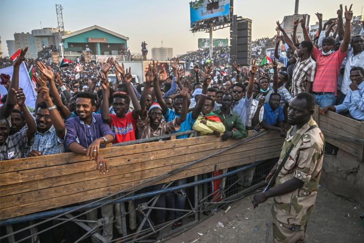 photo of protesters in Sudan