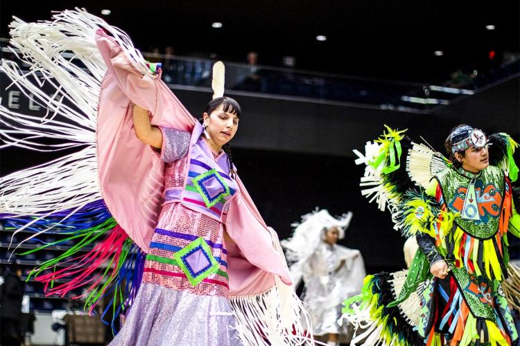 Photo of dancers at the U of T's Honouring our Students Pow Wow