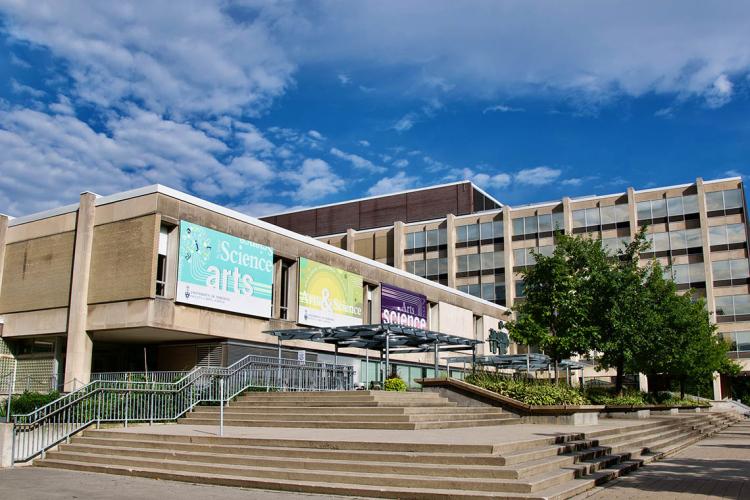 Exterior of Sidney Smith Hall with no one around