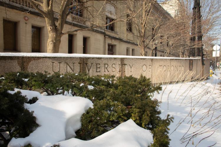 Concrete University of Toronto entrance sign on St. George