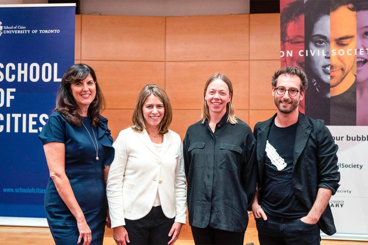 group photo of Ann-Marie Nasr; Shauna Brail, Alissa North, Alex Josephson