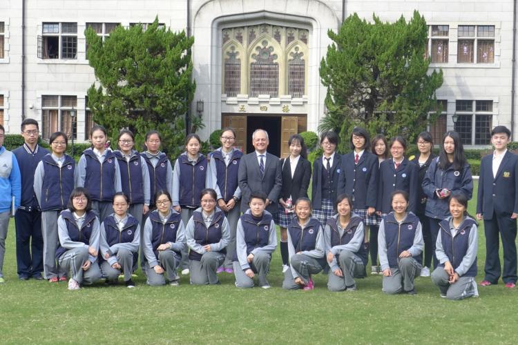 President Meric Gertler with high school students