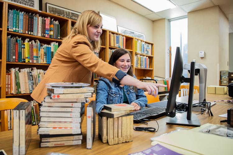 OISE librarians Nailissa Tanner and Jenna Mlynaryk