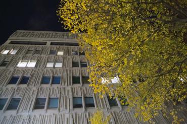 photo of Medical Sciences Building at night