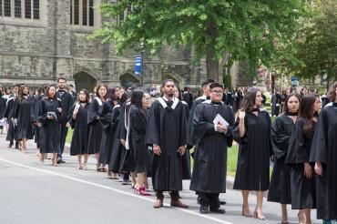 Students walking towards Convocation Hall