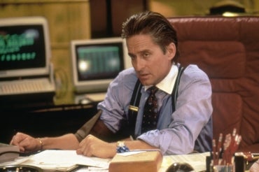 Photo of Michael Douglas as Gordon Gekko in 1987 film Wall Street