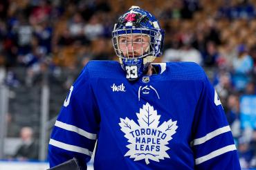 Jett Alexander playing as a Toronto Maple Leaf