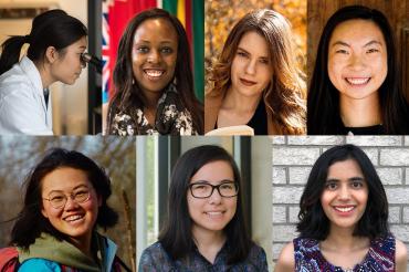 Clockwise from top left: Samantha Cheung, Chibulu (Lulu) Luo, Marta Overchuk, Karen Chu, Chinmayee (May) Gidwani, Dana Kokoska  and Yilin Huang.