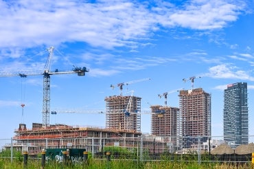 multiple high rise condominiums under construction in Toronto