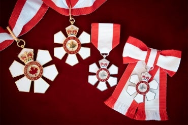 a display of the various order of canada medals and honours