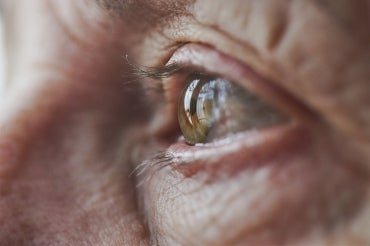 close up of a female senior citizen's eye