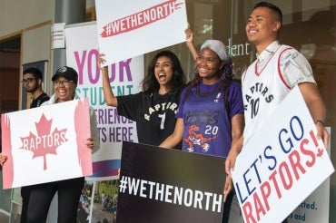 UTSC Students cheering on the Raptors