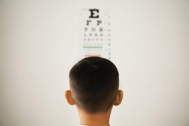 boy taking an eye exam