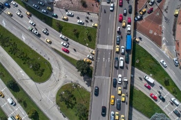 aerial shot of Bogata highway