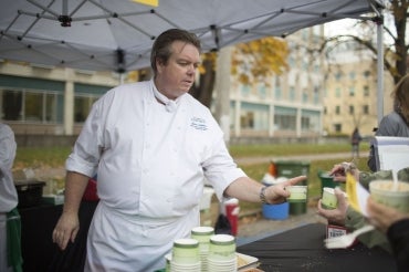 Photo of Jaco Lokker serving food