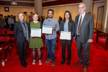 heryl Regehr, Elizabeth Haig, Rahul Arora, Amanda Khan and Larry Alford pose for a photo