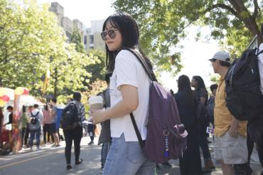 Photo of student with her backpack