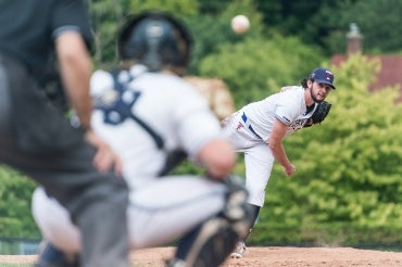 Conall Helverson pitches from the mound