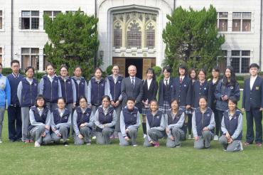 President Meric Gertler with high school students