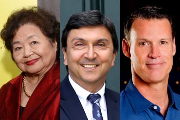 Photos of Setsuko Thurlow, David Naylor and Mark Tewksbury