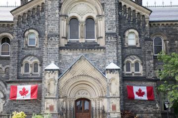 University College decked out with Canadian flags