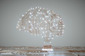 a brain made up of circuit board connections