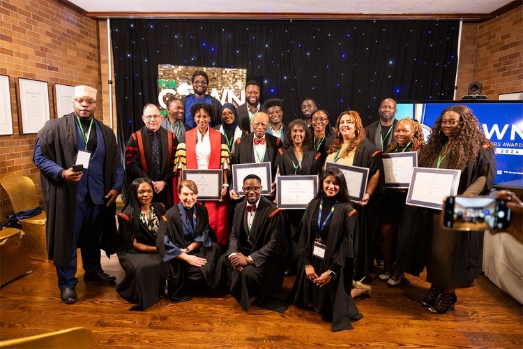 Group photo of all the winners from The Gown awards