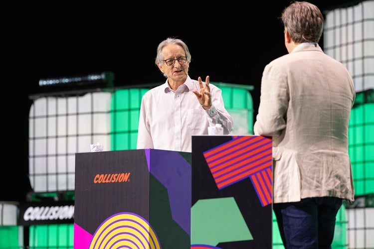 Geoffrey Hinton on the main stage at Collision 2024